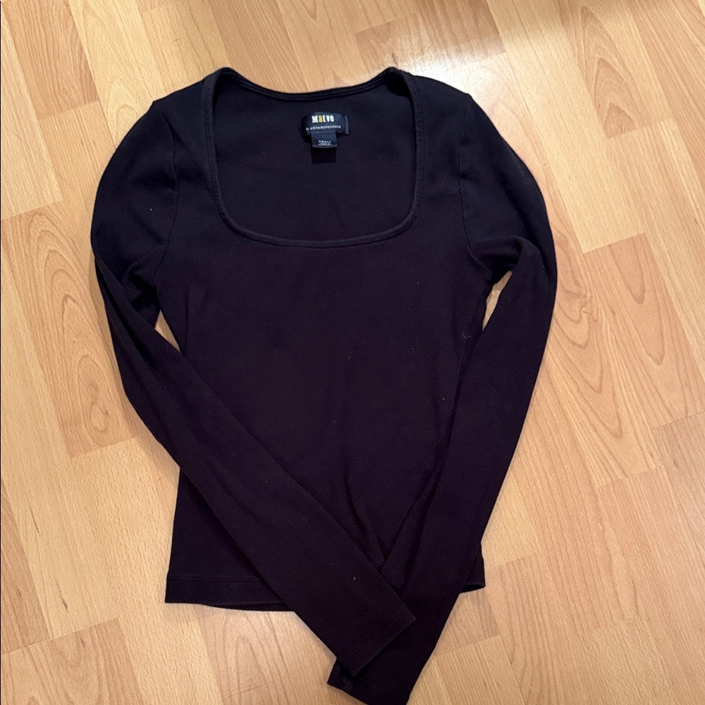 Anthropologie Deep Black Long Sleeve Top